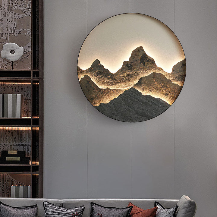 Chinese Style Mountain Round LED Wall Light