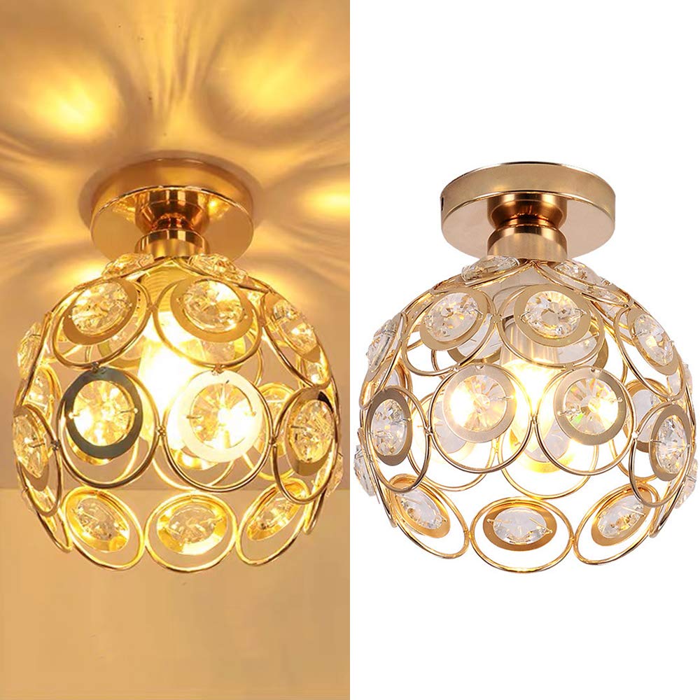 Art Gold Crystal Glass Hallway Ceiling Light