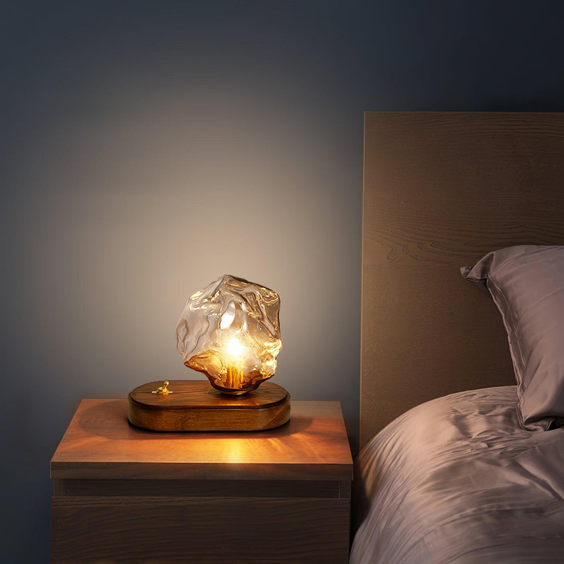 Modern Ice Stone Glass Bedroom Table Lamp