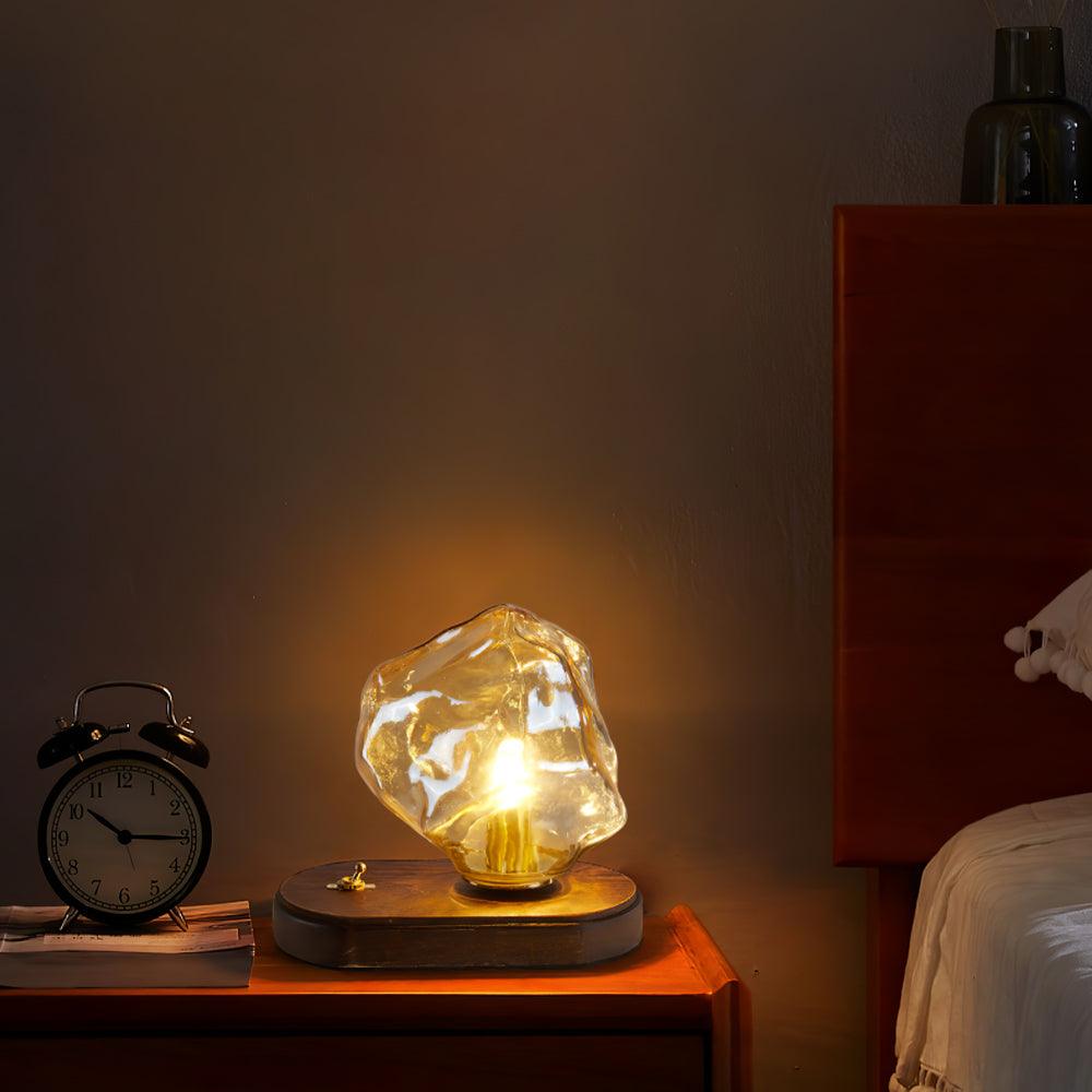 Modern Ice Stone Glass Bedroom Table Lamp