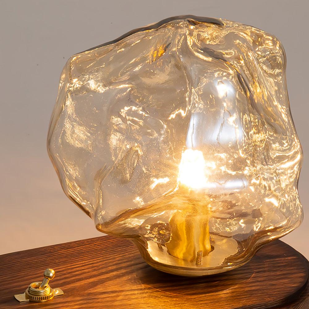 Modern Ice Stone Glass Bedroom Table Lamp