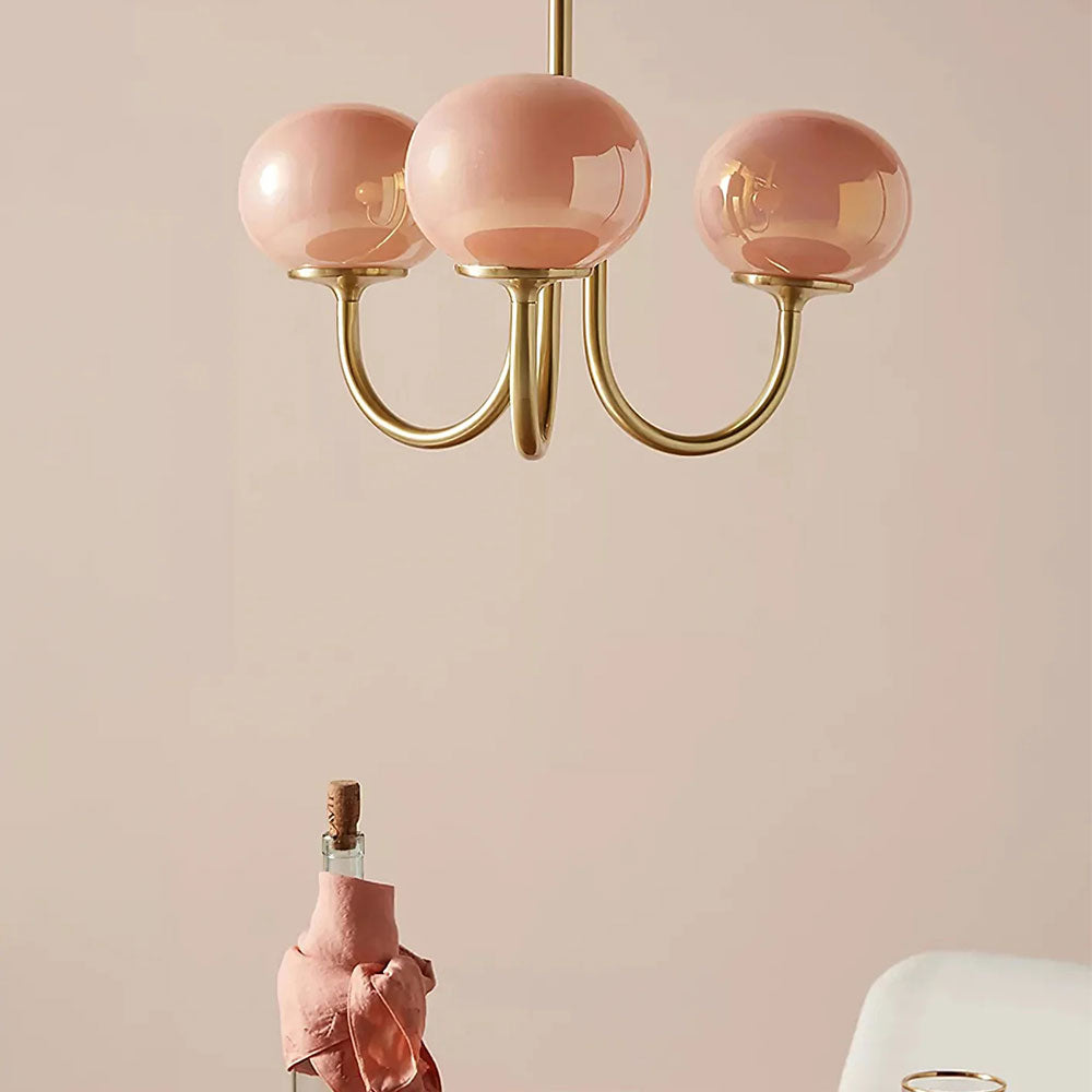 Bubble Pink Glass Marshmallow Chandelier