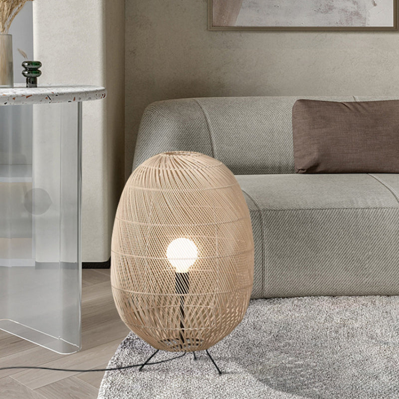 Natural Rattan Midi Floor Lamp for Living Room