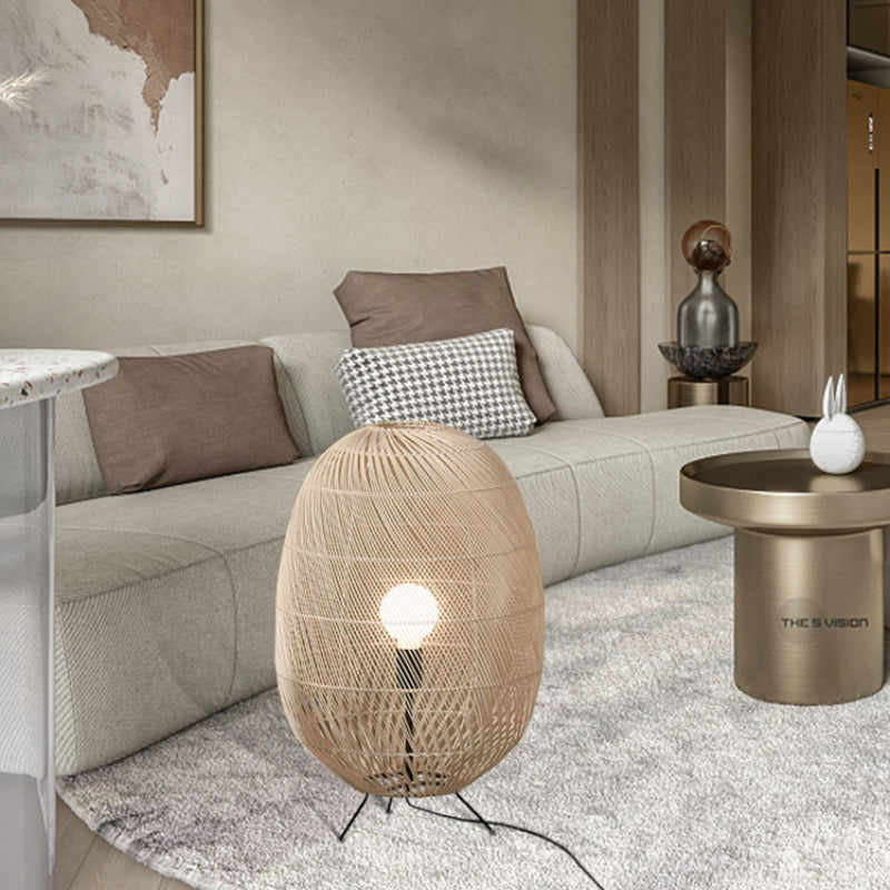 Natural Rattan Midi Floor Lamp for Living Room