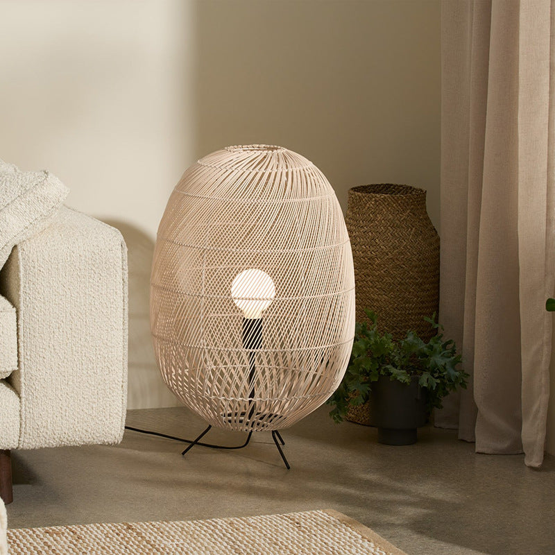 Natural Rattan Midi Floor Lamp for Living Room