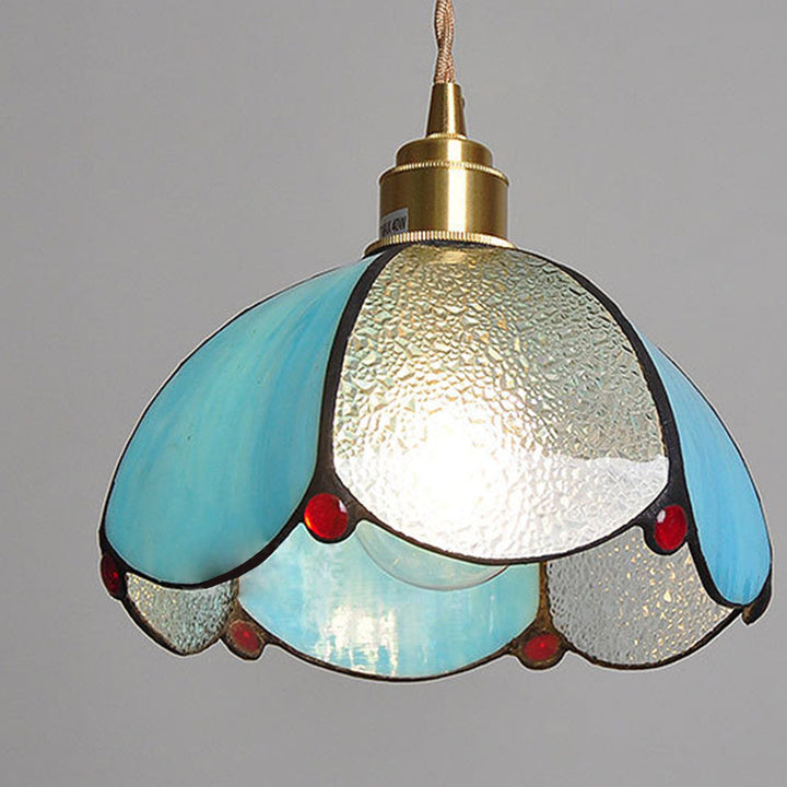 Vintage Stained Glass Dome Tiffany Pendant Light