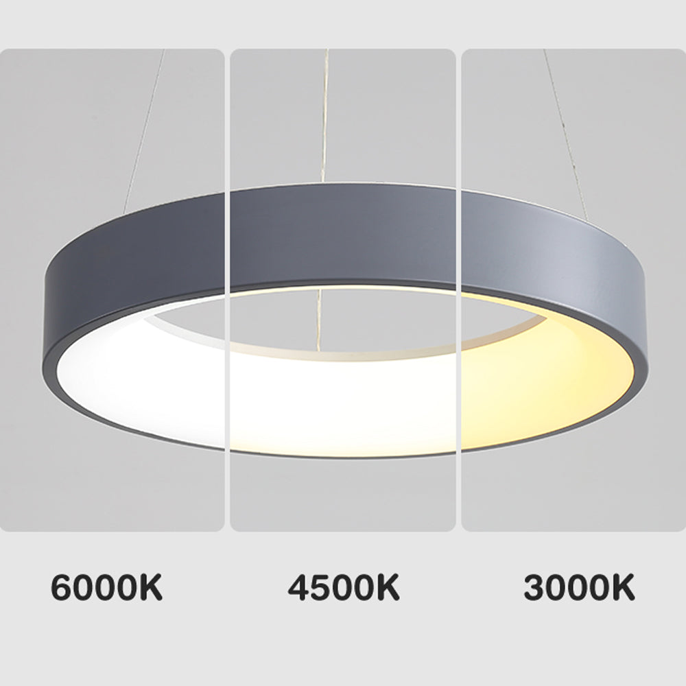 White LED Ribbed Hoop Pendant Ceiling Lights