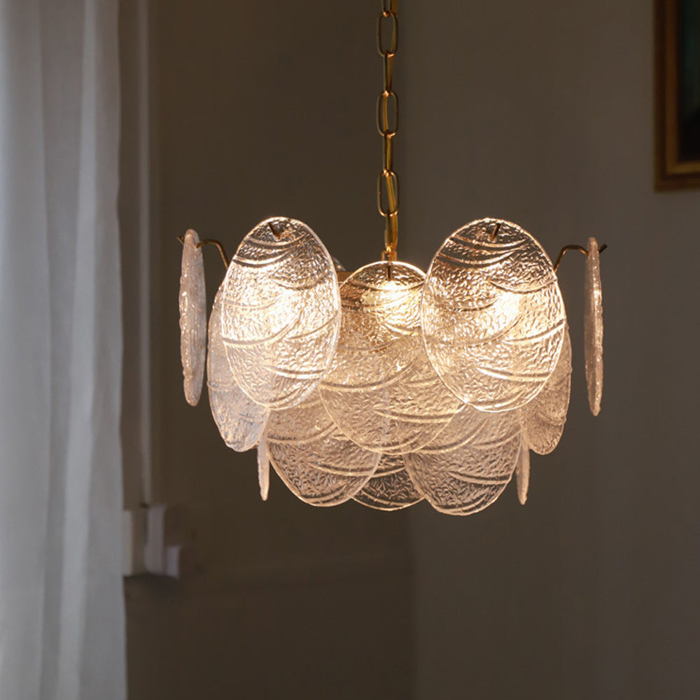 Glass Disc Pendant Light Large Ice Glass Chandelier