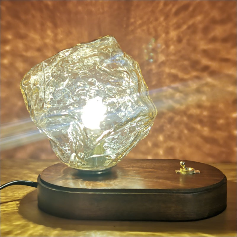 Modern Ice Stone Glass Bedroom Table Lamp