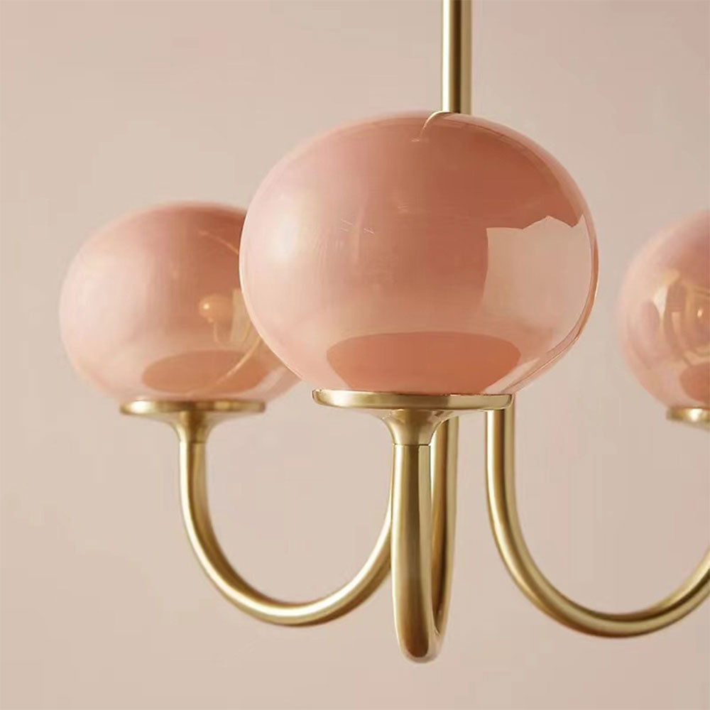 Bubble Pink Glass Marshmallow Chandelier