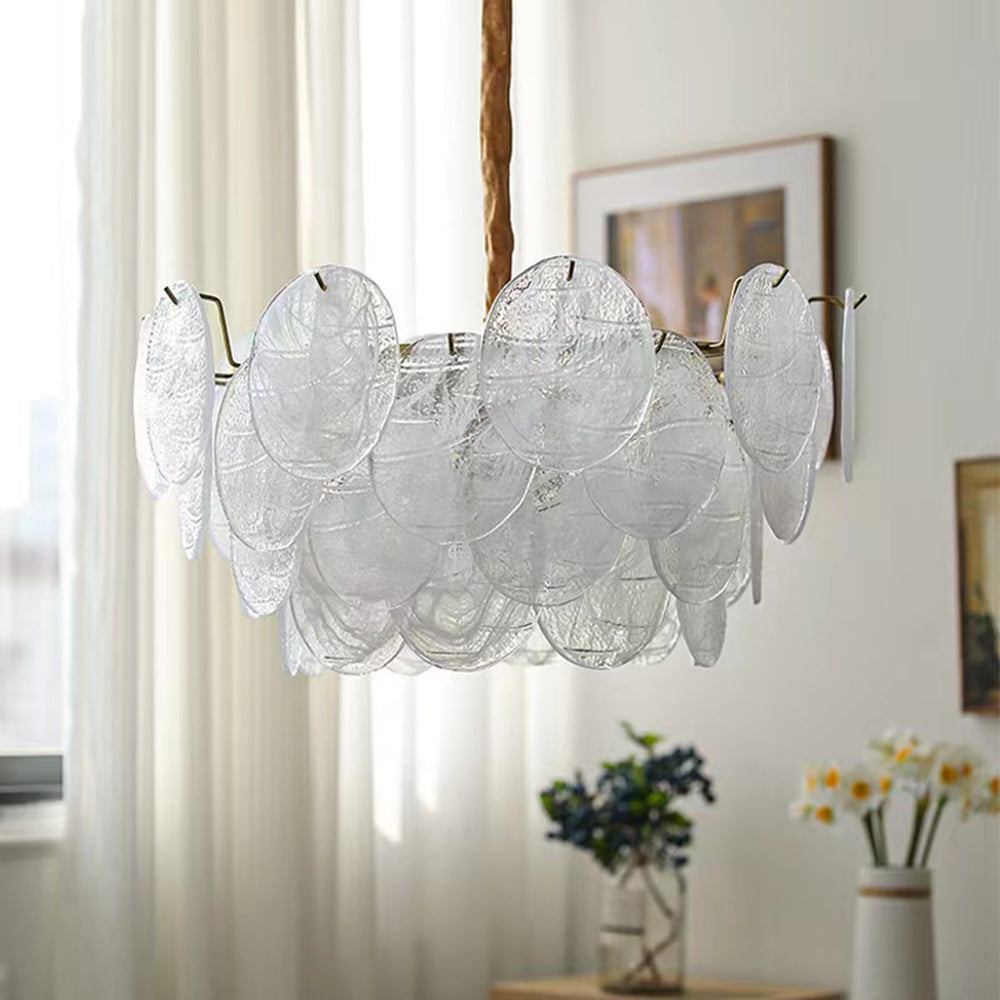 Glass Disc Pendant Light Large Ice Glass Chandelier