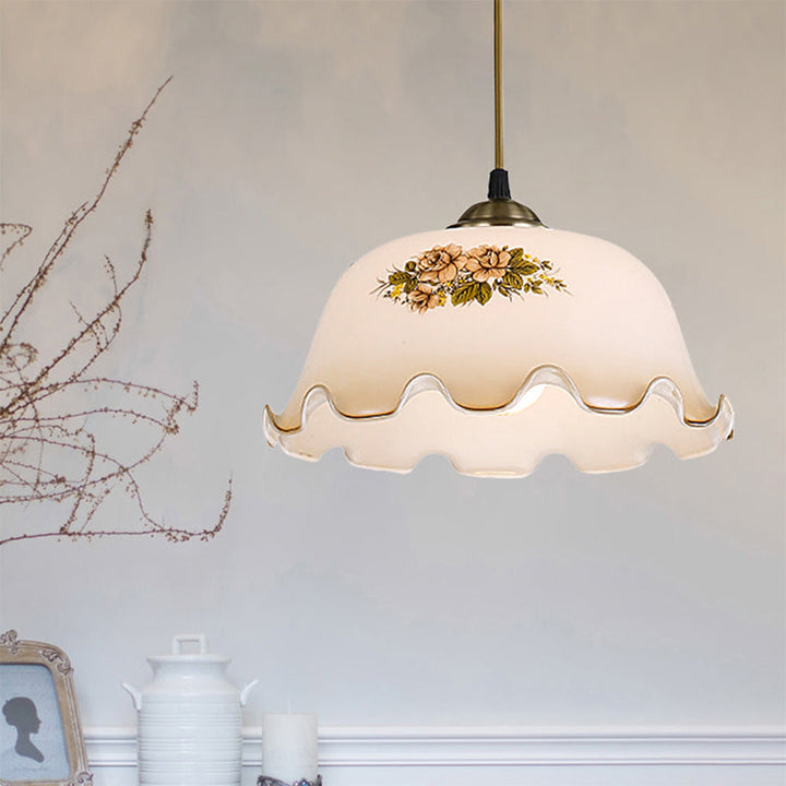 Vintage Flower Pattern Small Pendant Light