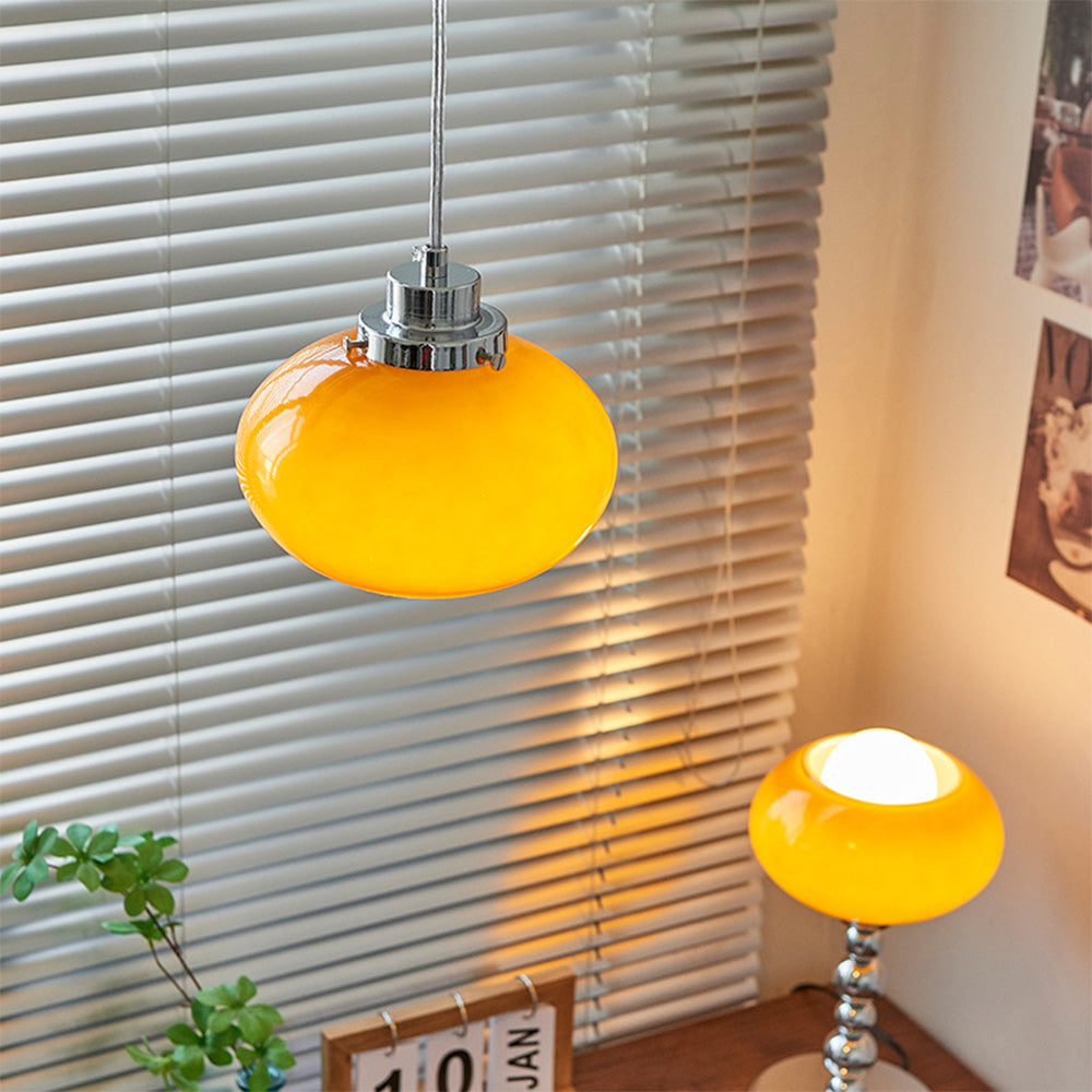 Bauhaus Medieval Yellow Glass Pendant Light