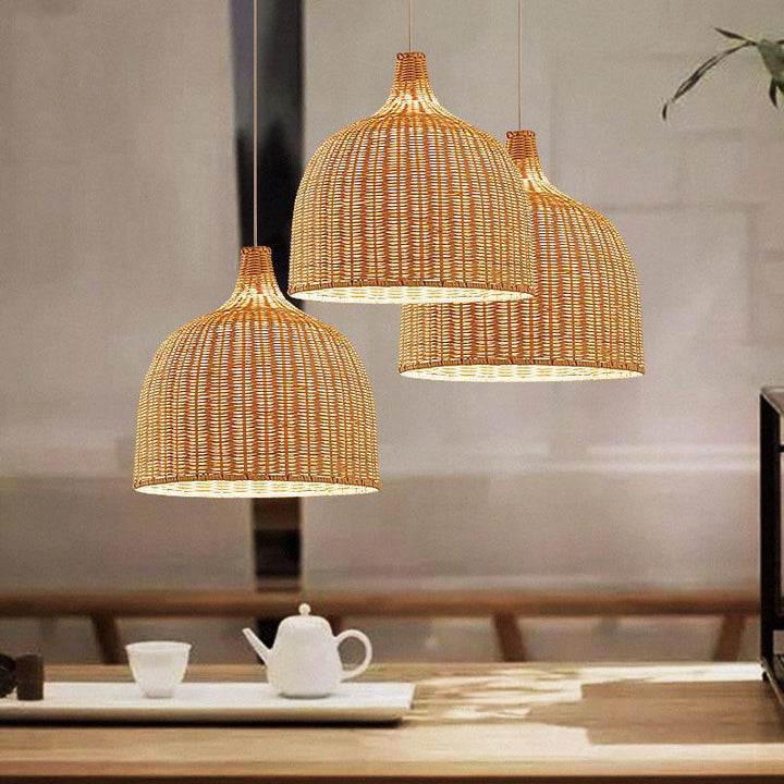 Bamboo Rattan Basket Pendant Light For Kitchen