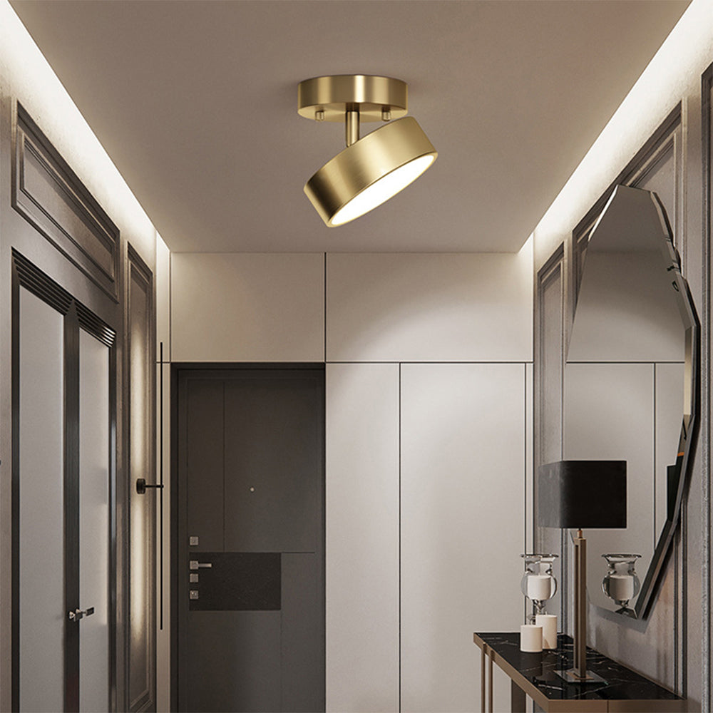 Simple Led Copper Semi Flush Mount Ceiling Light