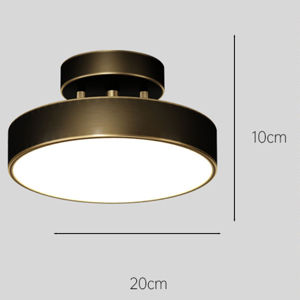 Simple Led Copper Semi Flush Mount Ceiling Light