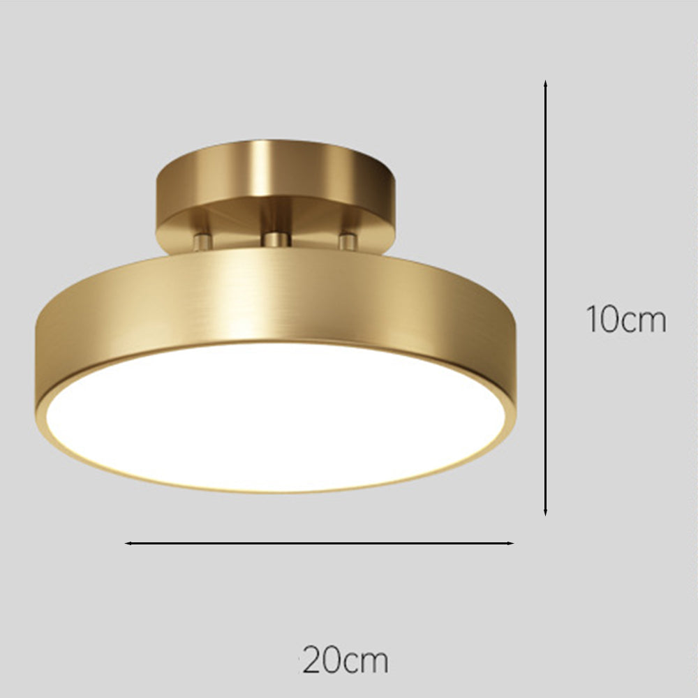 Simple Led Copper Semi Flush Mount Ceiling Light