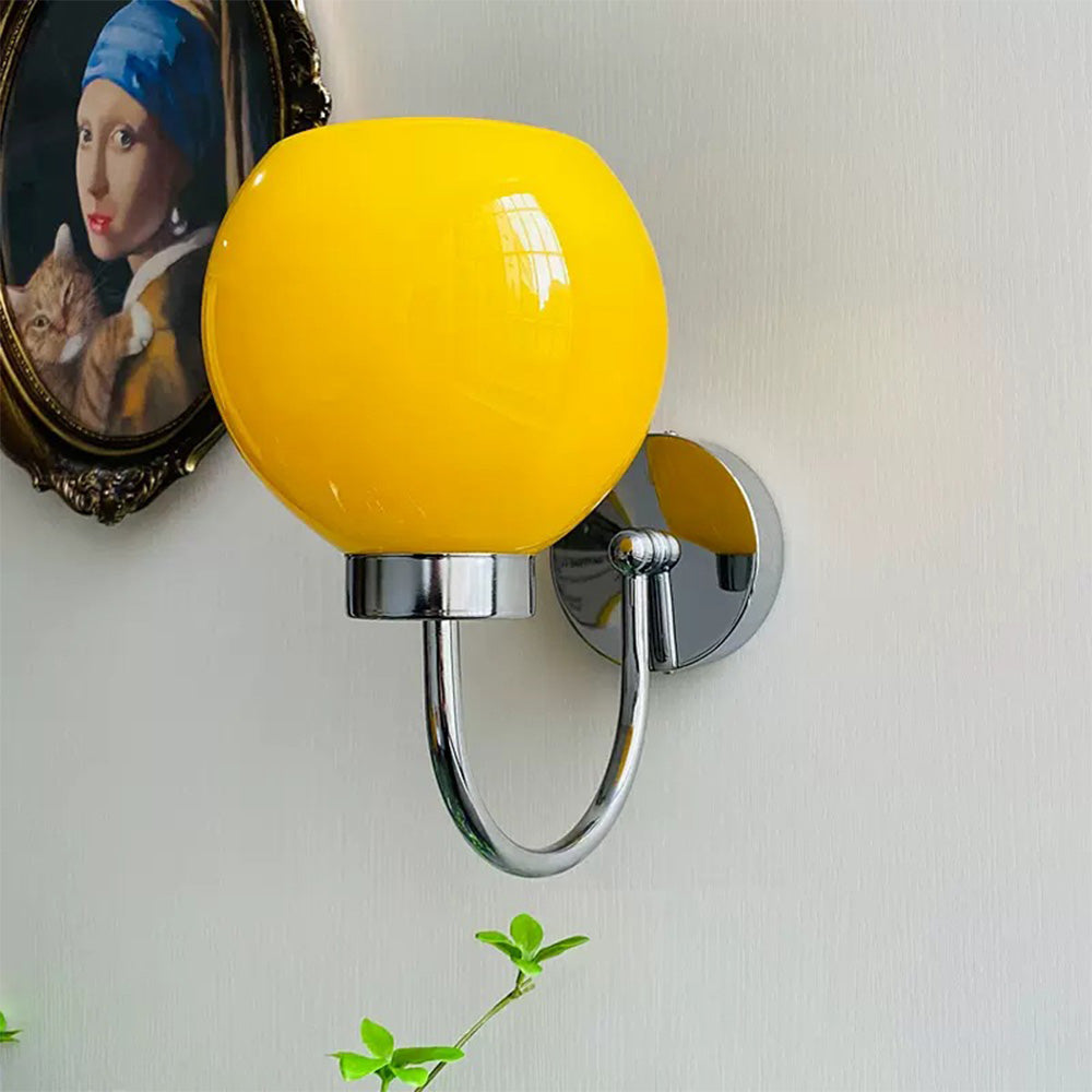 Bauhaus Cream French Globe Glass Wall Light