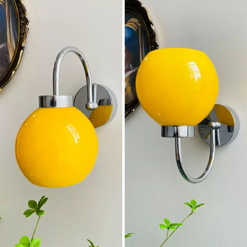 Bauhaus Cream French Globe Glass Wall Light