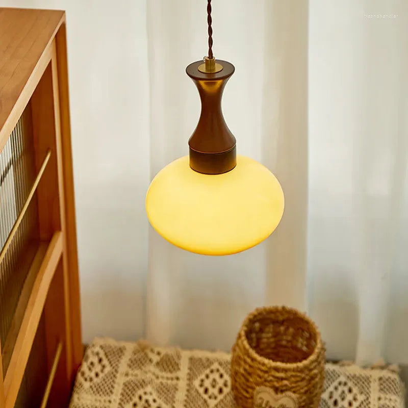 Wooden Yellow Dome Pendant Light for Kitchen Islands