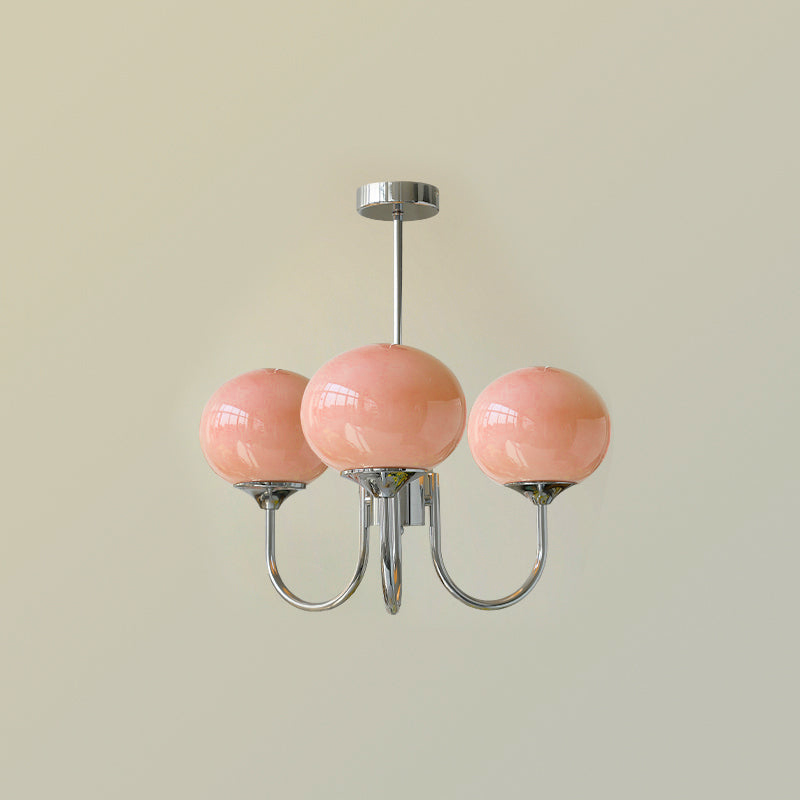 Bubble Pink Glass Marshmallow Chandelier