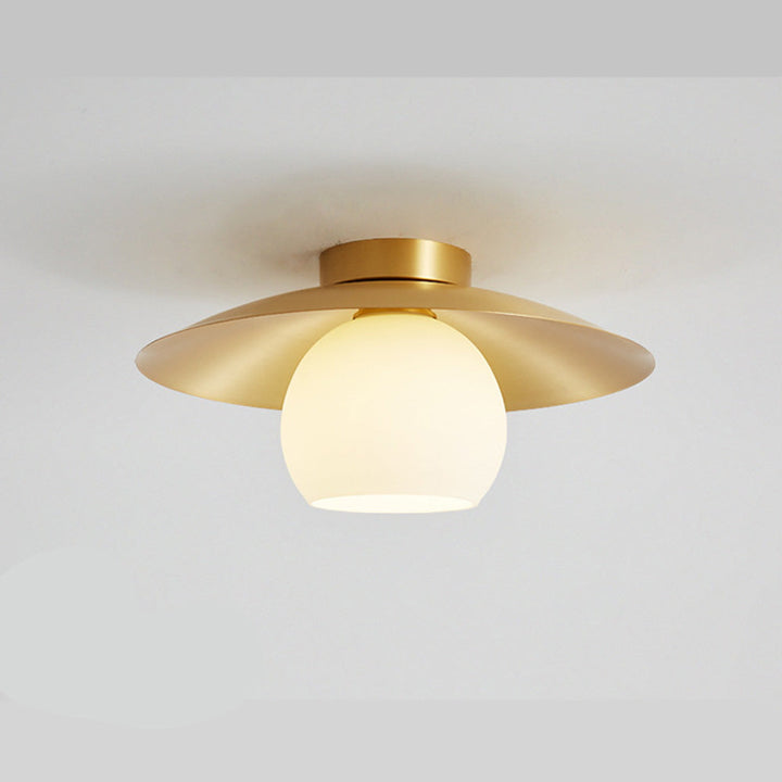 Brass Cap Gold Semi Flush Mount Ceiling Light