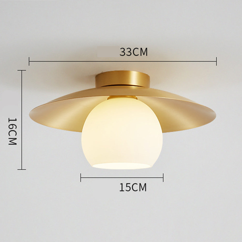 Brass Cap Gold Semi Flush Mount Ceiling Light