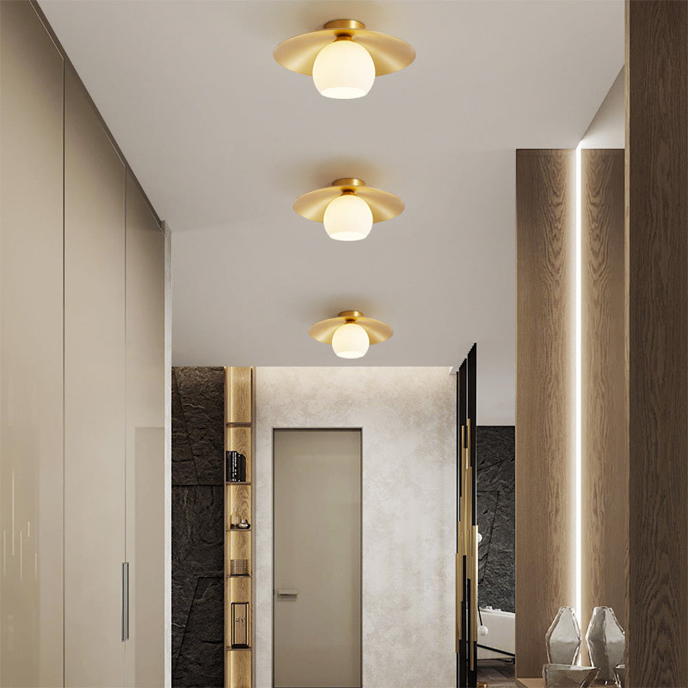 Brass Cap Gold Semi Flush Mount Ceiling Light