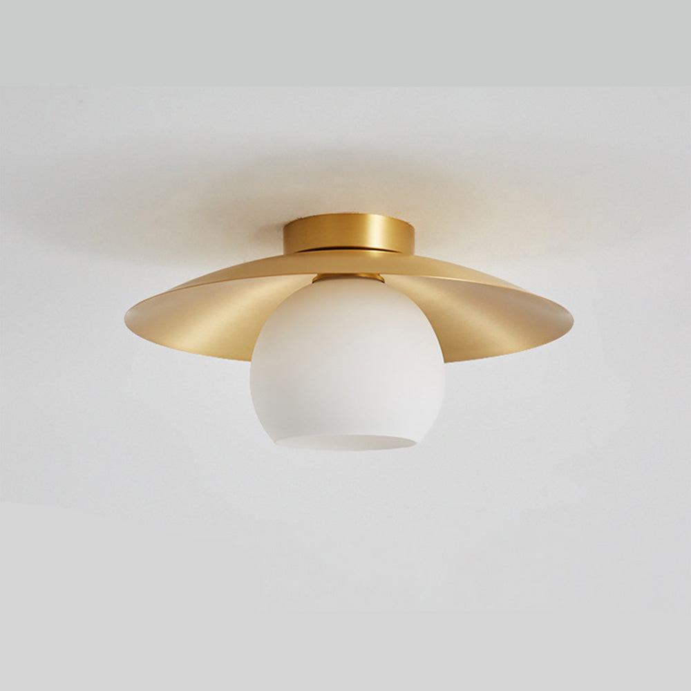 Brass Cap Gold Semi Flush Mount Ceiling Light