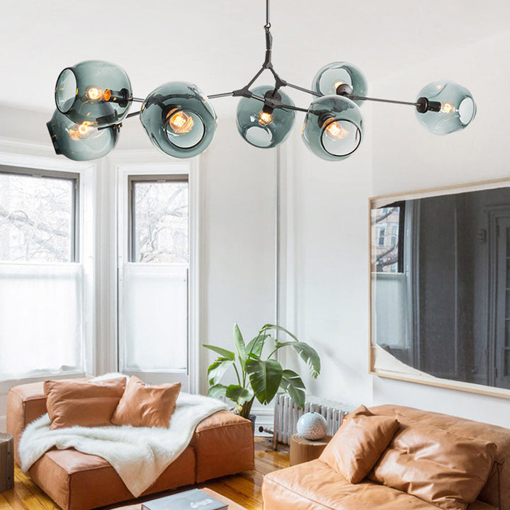 Branching Bubble Glass Ball Chandelier for Living Room