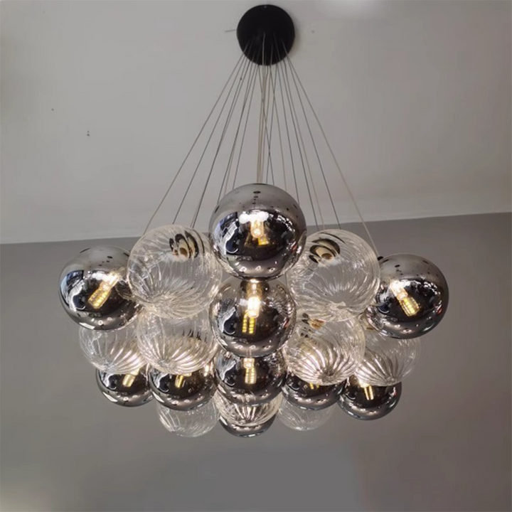 Grey Bubble Glass Ball LED Chandelier