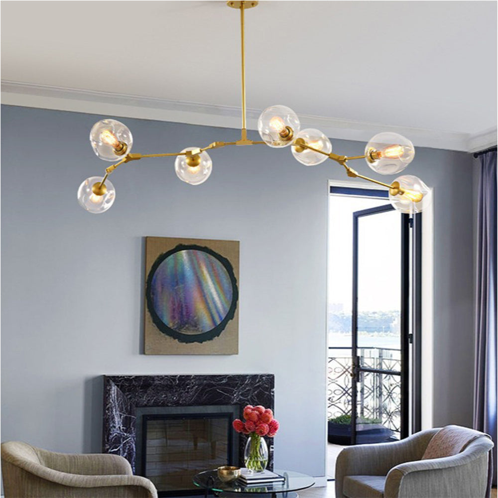 Branching Bubble Glass Ball Chandelier for Living Room