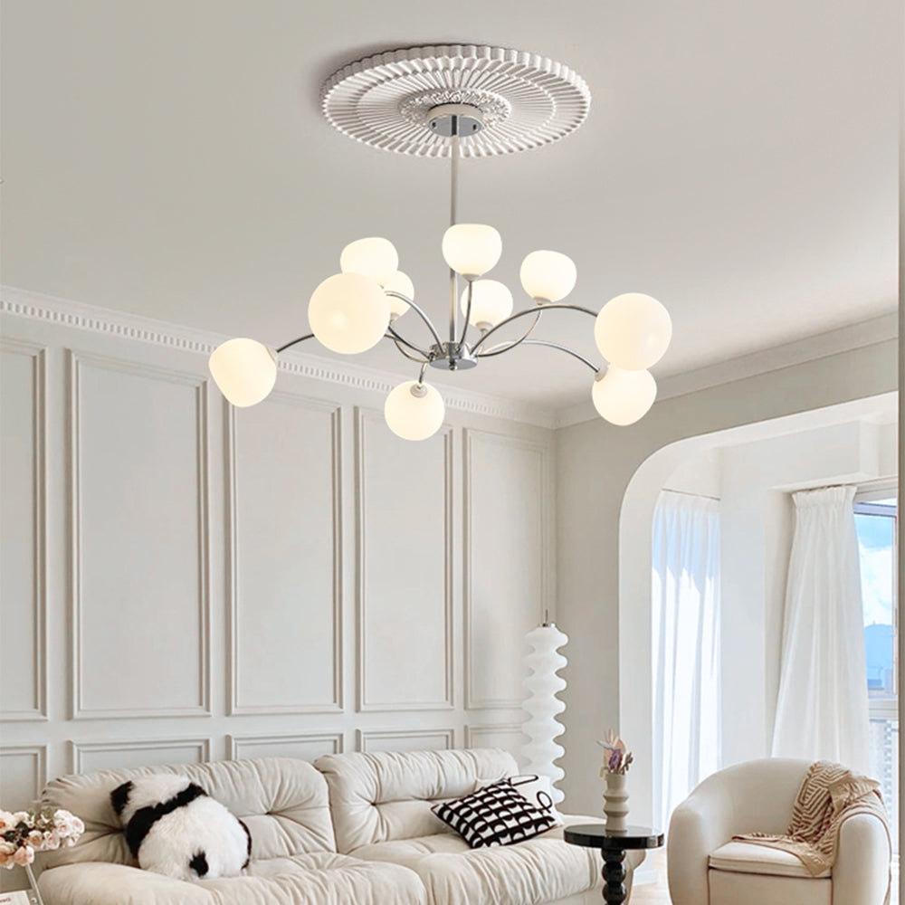 White Glass Globe Sputnik Shape Chandelier