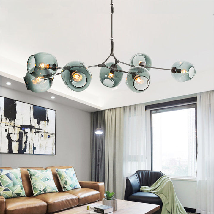 Branching Bubble Glass Ball Chandelier for Living Room