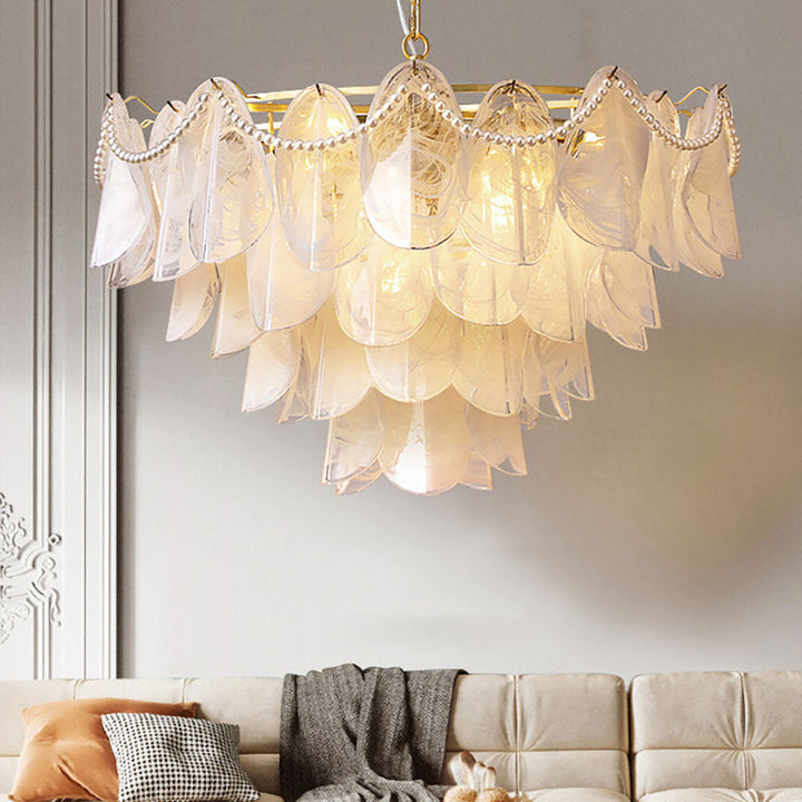 Contemporary Cloud-Inspired Frosted Glass Living Room Chandelier