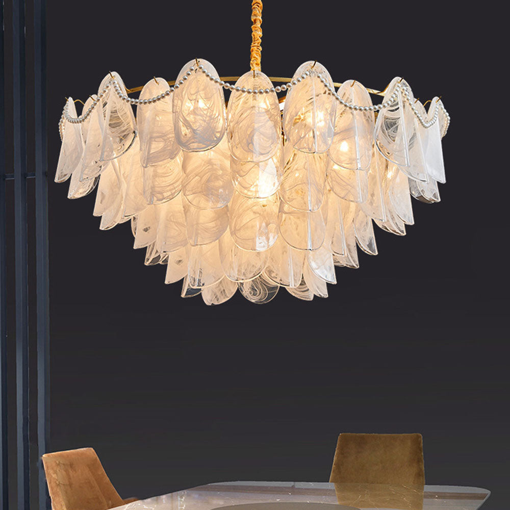 Contemporary Cloud-Inspired Frosted Glass Living Room Chandelier