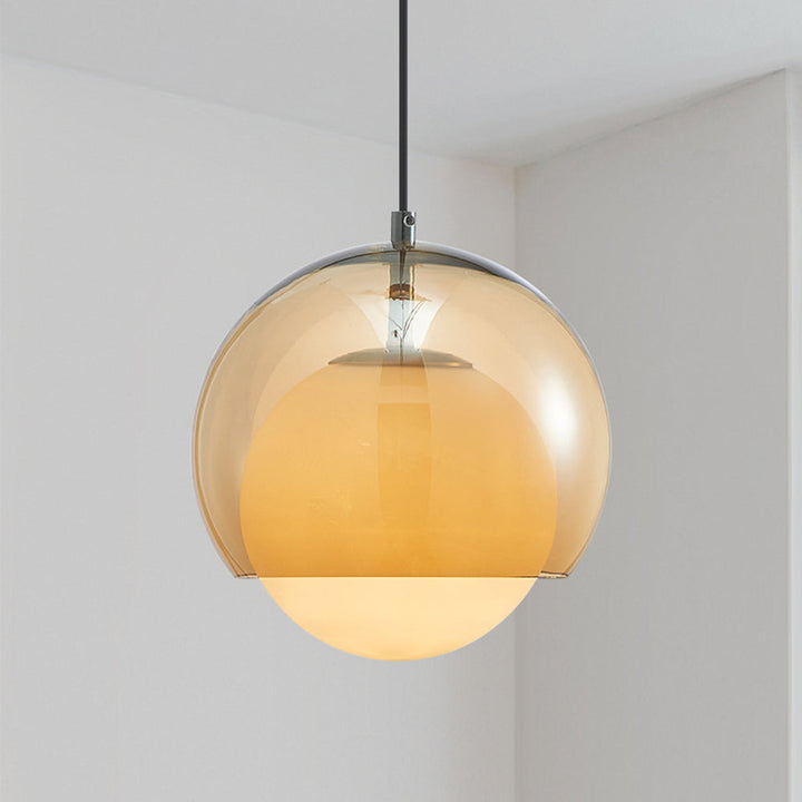 Vintage Orange Bauhaus Glass Pendant Light