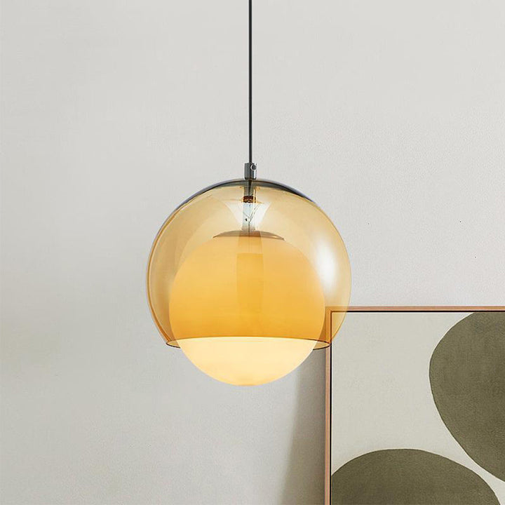 Vintage Orange Bauhaus Glass Pendant Light