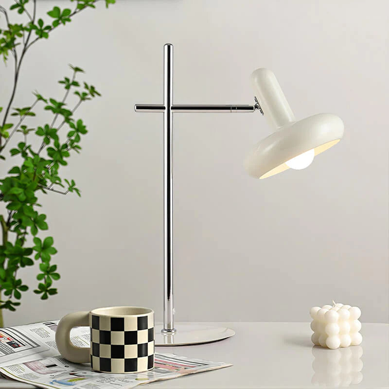 Modern White Glass Disc Table Lamp