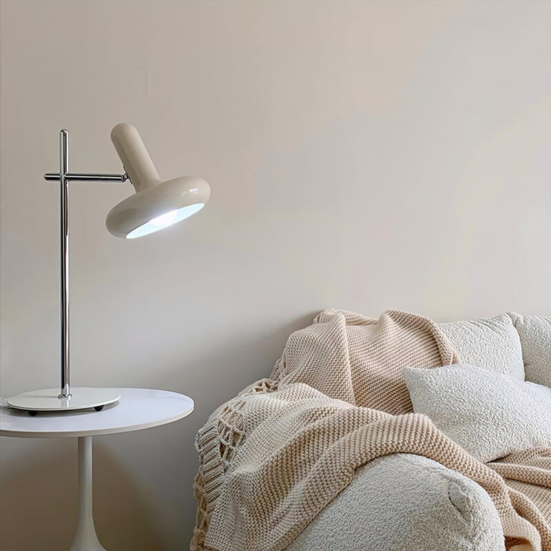 Modern White Glass Disc Table Lamp