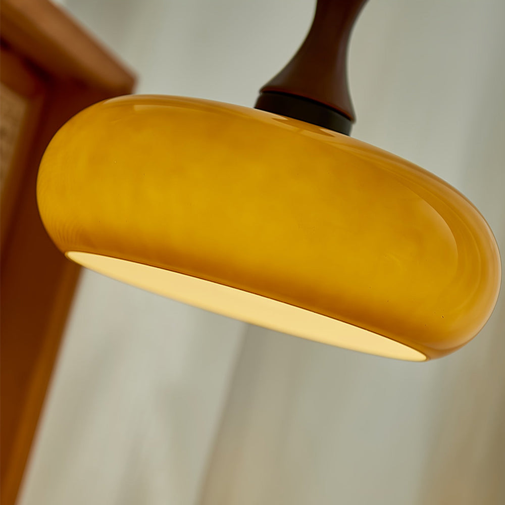 Wooden Yellow Dome Pendant Light for Kitchen Islands