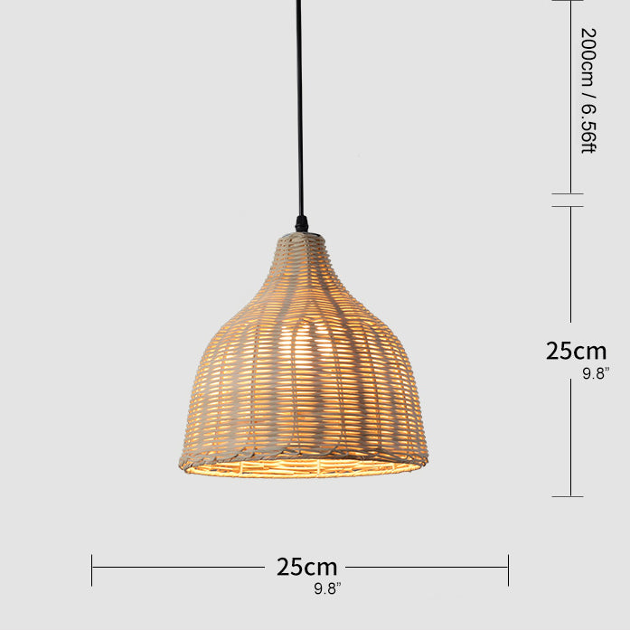 Bamboo Rattan Basket Pendant Light For Kitchen